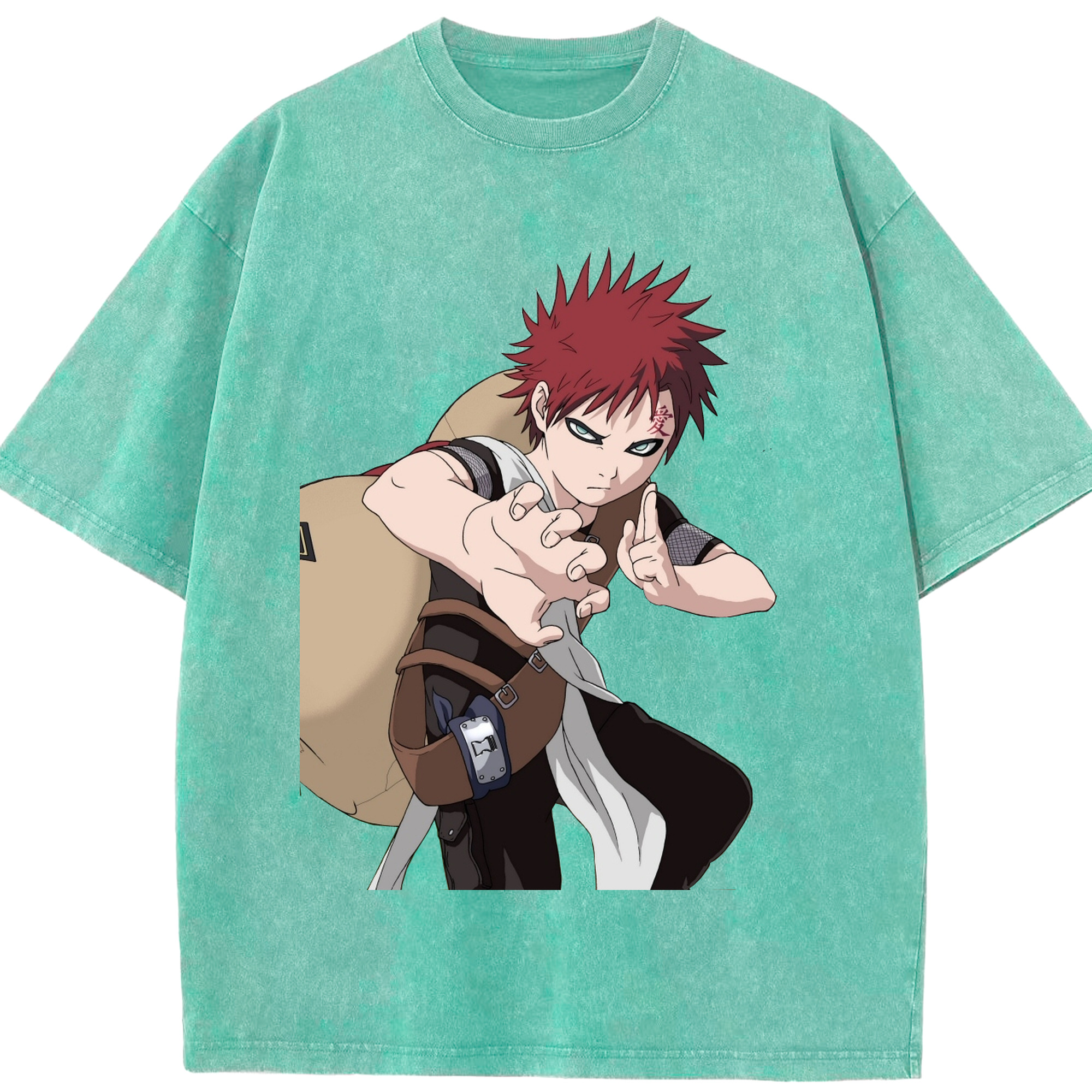 （画像用） NARUTO -ナルト- ガアラ Gaara 綿100% ヴィンテージ風 半袖Tシャツ（フロントプリント）